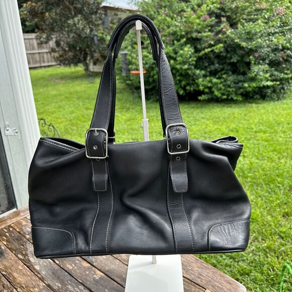 Coach Black Leather Slouch Satchel Shoulder Bag - Picture 2 of 10